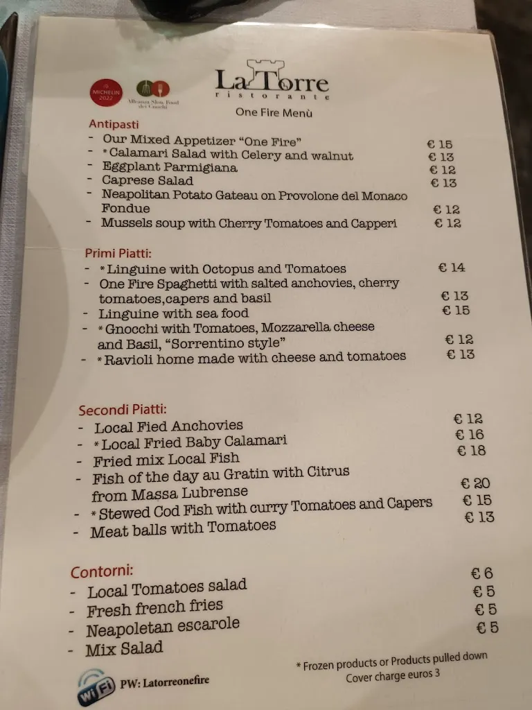 Menu_Ristorante La Torre One Fire_Massa Lubrense_image_1
