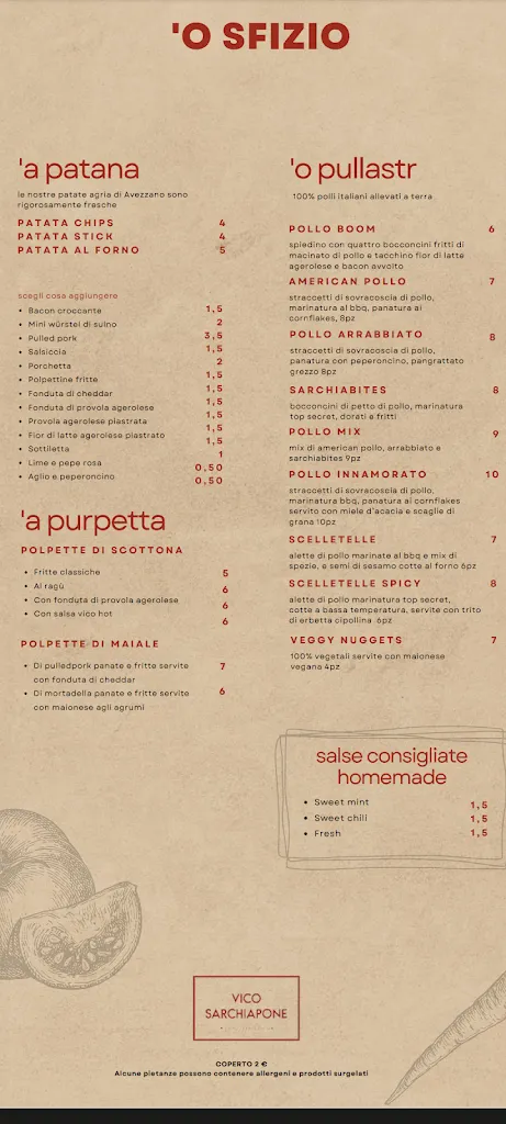 Menu_Vico Sarchiapone, Pub Pizzeria Varcaturo, Napoli Food Tour, locale SKY, American Bar, Sala Biliardo_Masseria Vecchia Ovest_image_1