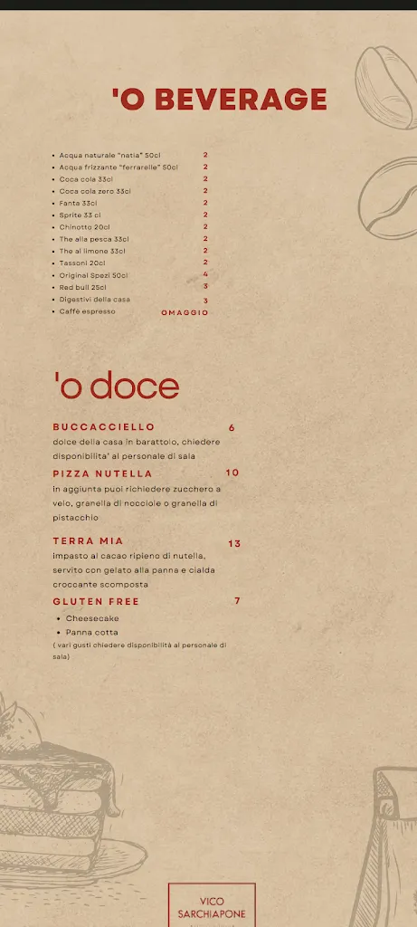 Menu_Vico Sarchiapone, Pub Pizzeria Varcaturo, Napoli Food Tour, locale SKY, American Bar, Sala Biliardo_Masseria Vecchia Ovest_image_2