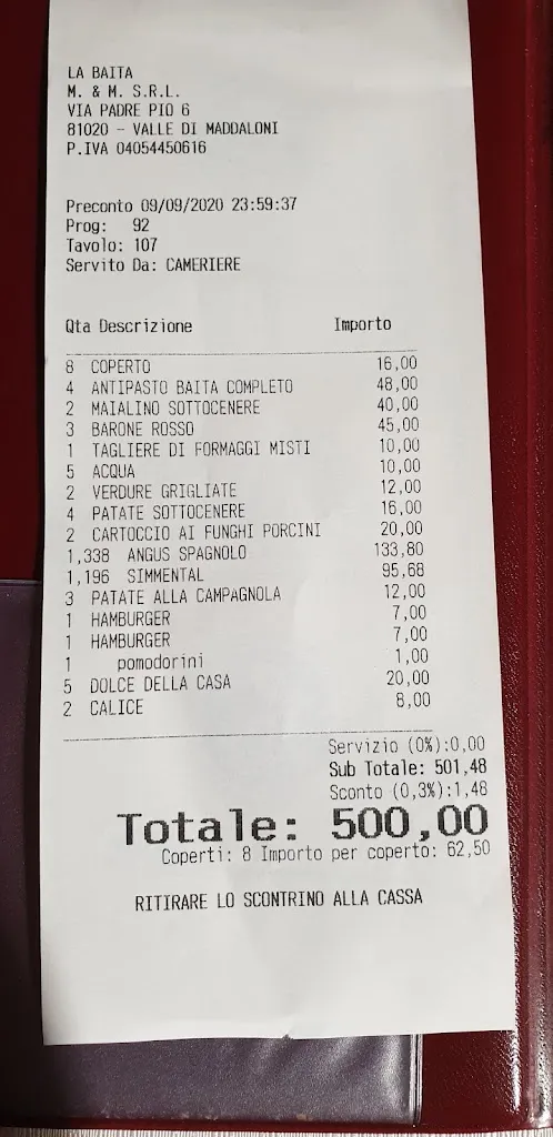 Menu_Ristorante La Baita Braceria - Steak House_Maddaloni_image_1