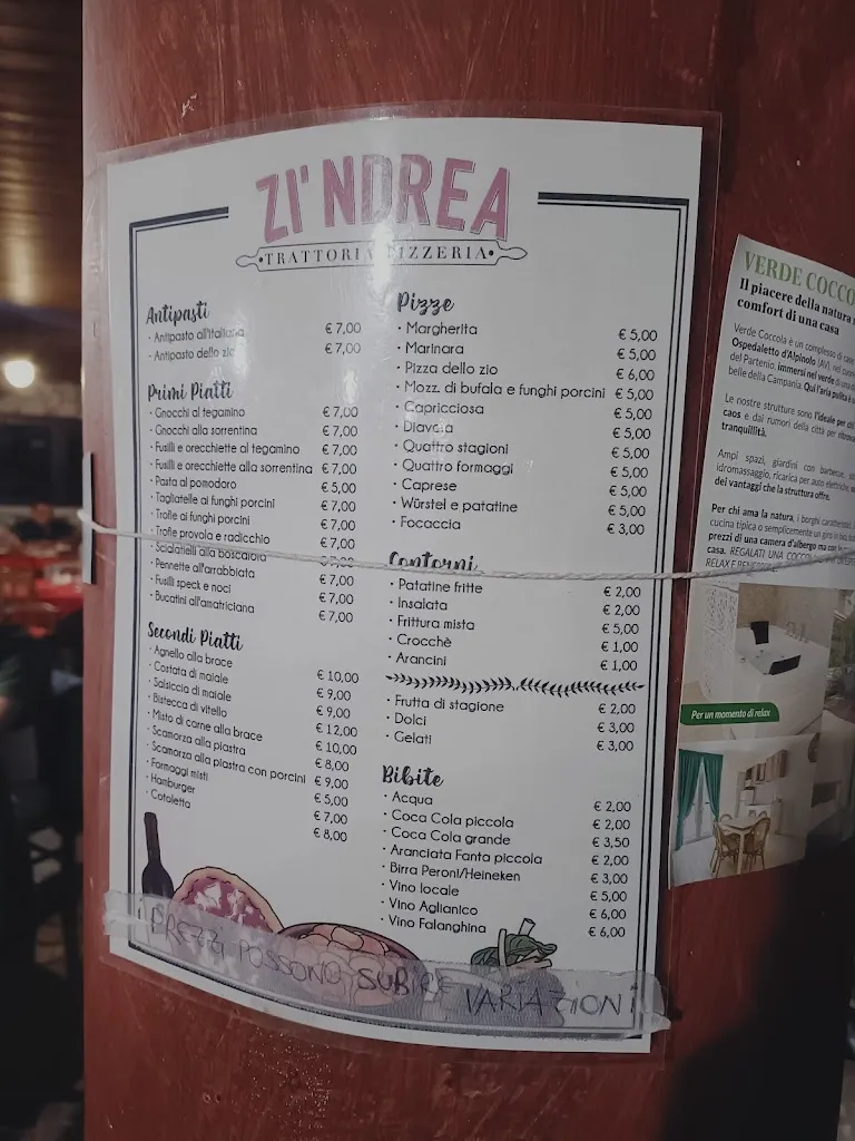 Menu_trattoria pizzeria zi'ndrea_Mercogliano_image_1