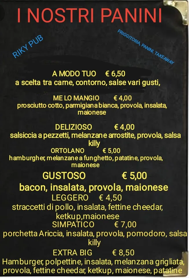 Menu_PANINOTECA, FRIGGITORIA RIKY PUB_Mondragone_image_2