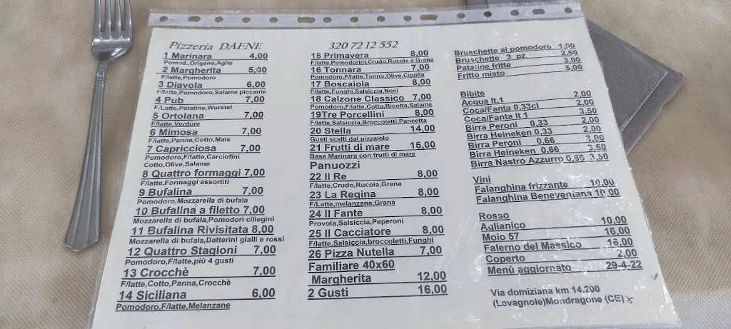Menu_Ristorante Pizzeria Dafne_Mondragone_image_1