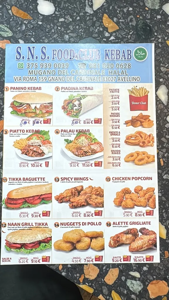 Menu_S.N.S FOOD&CLUB/KEBAB DI/SHAHID_Mugnano del Cardinale_image_1