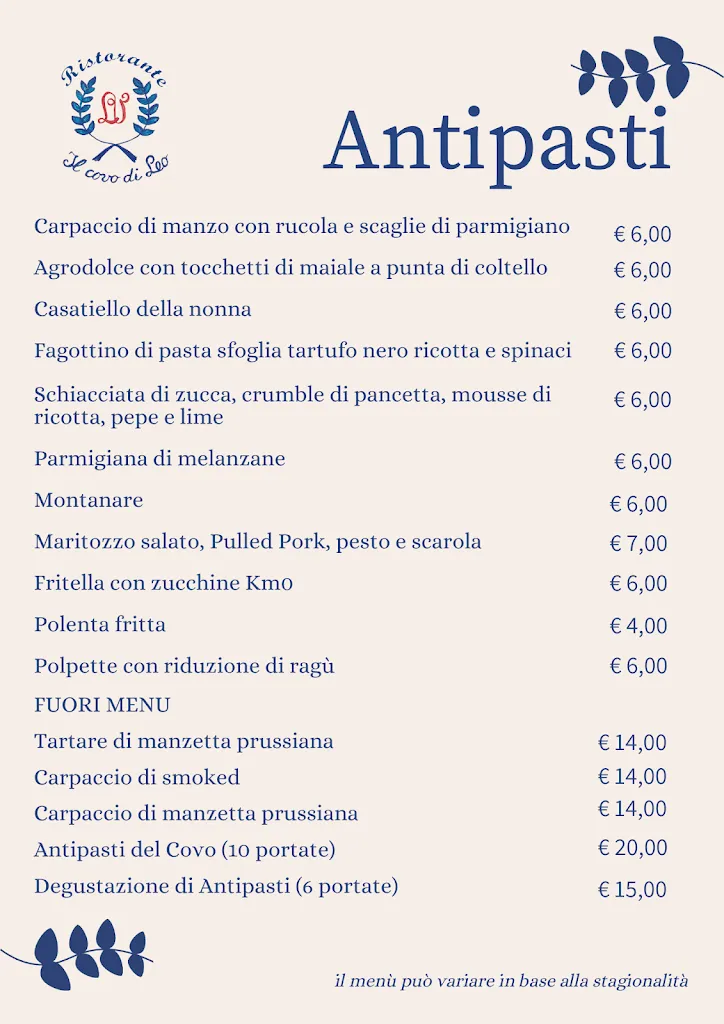 Menu_Ristorante IL COVO DI LEO_Monterusciello_image_1