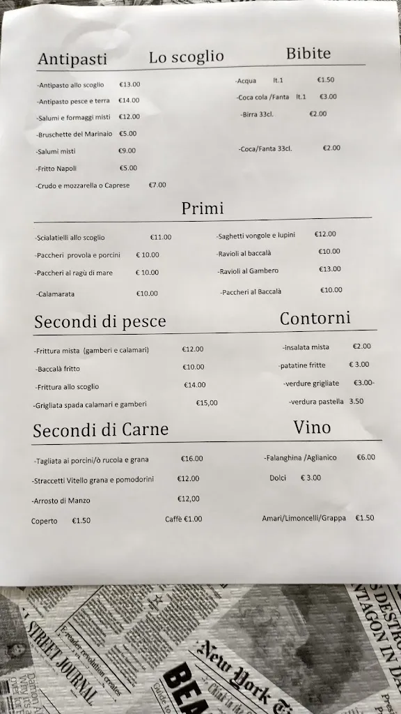 Menu_Ristorante ''Lo Scoglio''_Pastorano_image_1