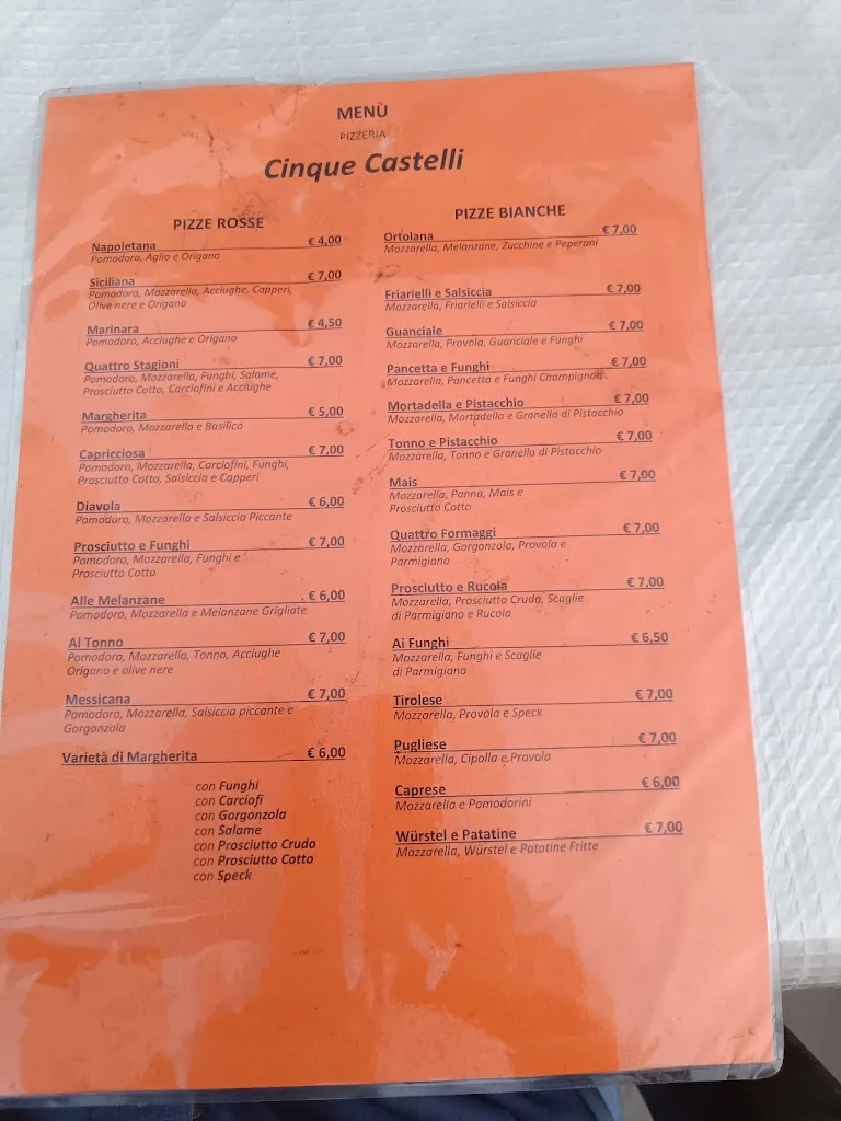 Menü_pizzeria ai cinque castelli_Pietramelara_Bild_2