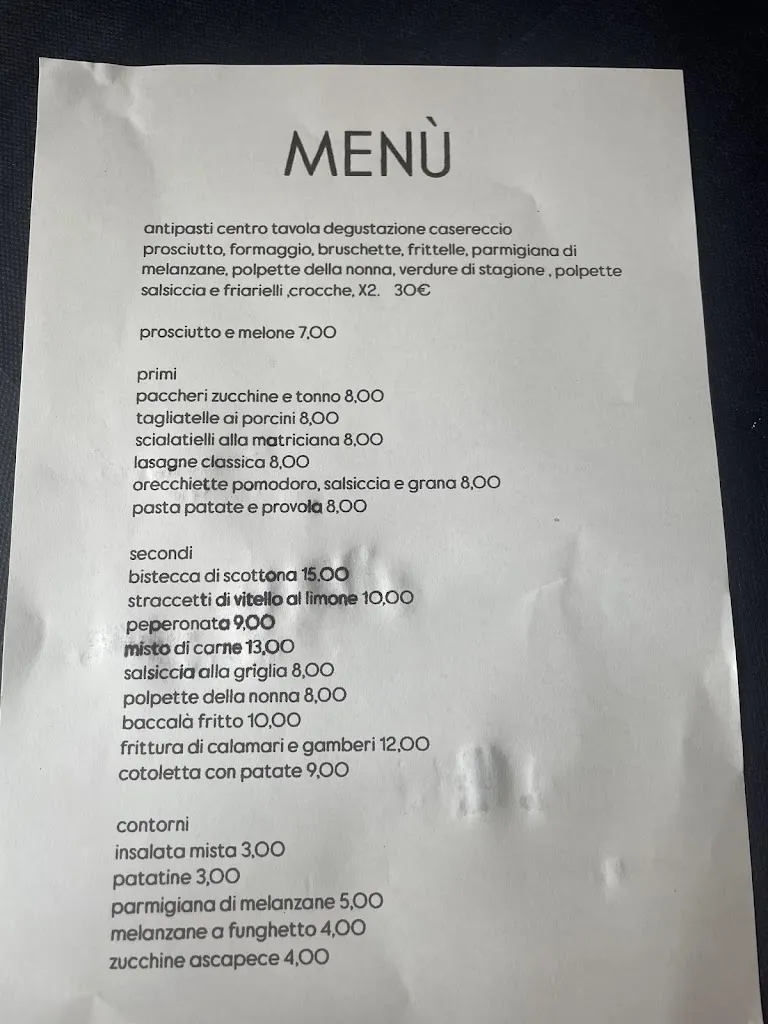 Menu_Trattoria con cucina Casereccia & 