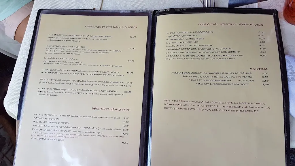 Menu_Il Castagneto Oasi Di Campagna Roccamonfina_Roccamonfina_immagine_4
