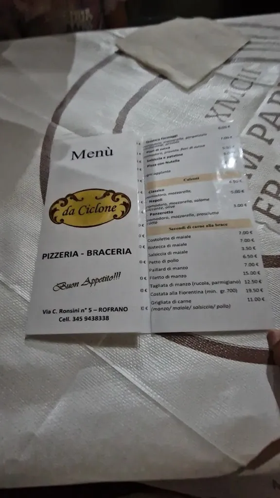 Menu_Pizzeria-Braceria Da Ciclone_Rofrano_image_1