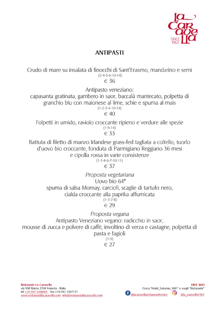 Menu_Restaurant La caravella_San Marco_image_1
