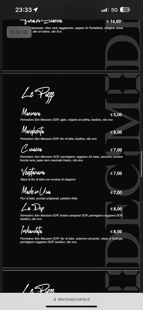 Menu_Decimo - Pizzeria di Luca Siano_San Valentino Torio_image_2