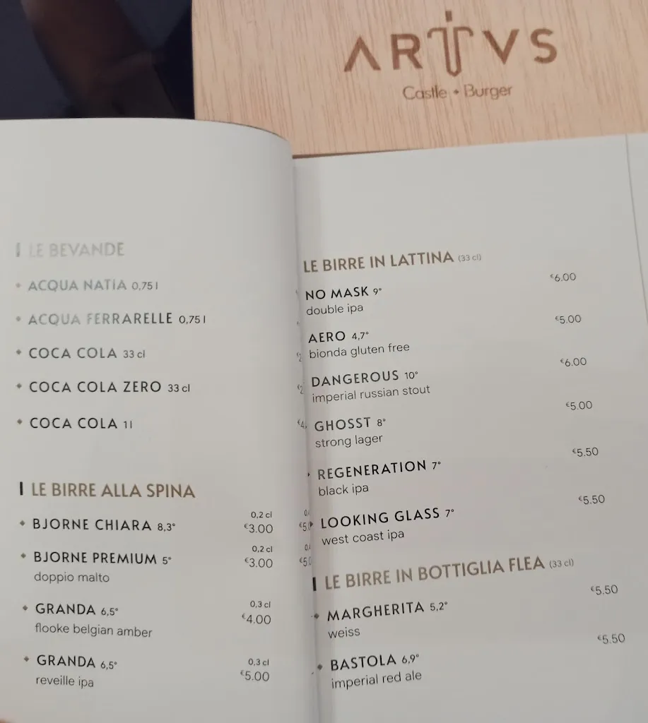 Menu_Artus - Castle Burger_Sant'Agata de'Goti_image_1