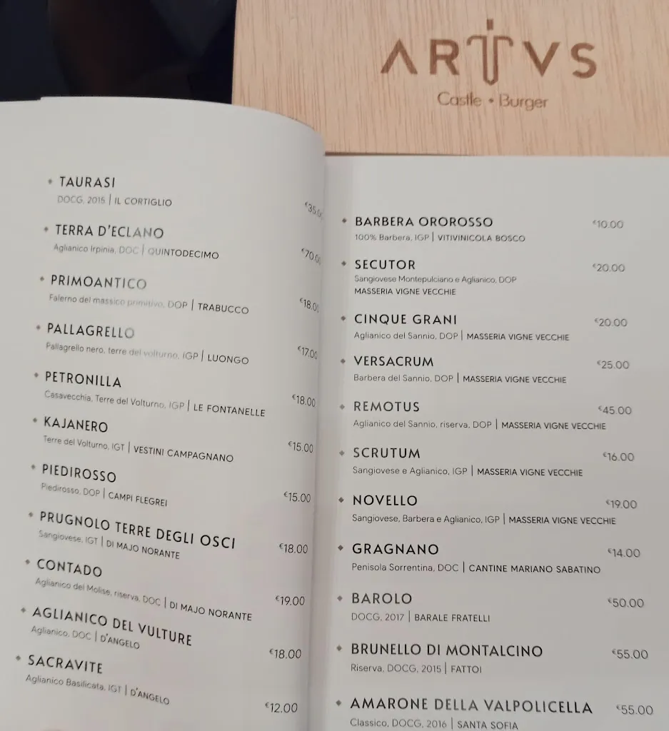Menu_Artus - Castle Burger_Sant'Agata de'Goti_image_4