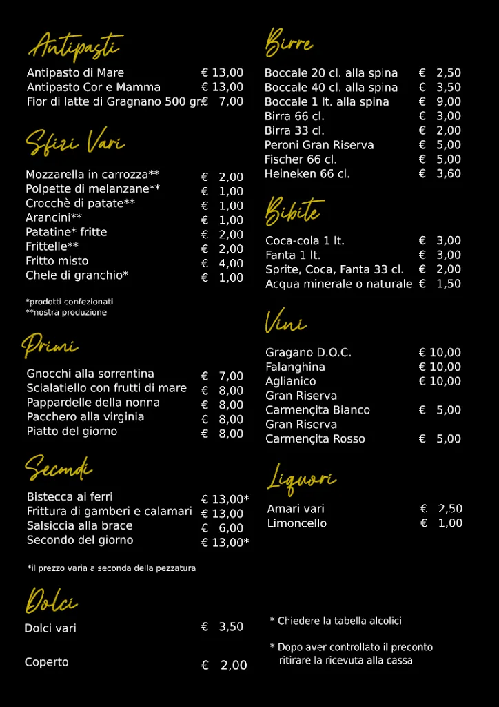 Menu_Ristorante Pizzeria La Carmencita di Cav. Mascolo Nunzio & C. s.a.s._Sant'Antonio Abate_image_1