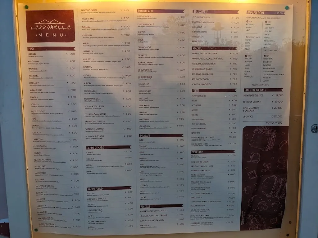 Menu_Stabilimento Balneare Lazzarella - Ristorante - Pizzeria - Cockatail Bar_Sapri_immagine_1