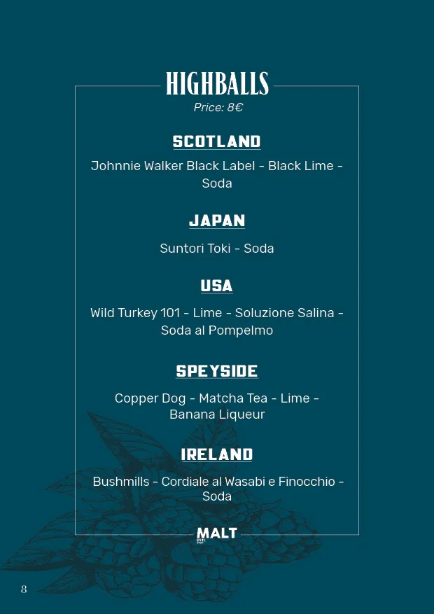 Menu_Malt , Tailor Made Cocktails & Whisky Club_Somma Vesuviana_image_4