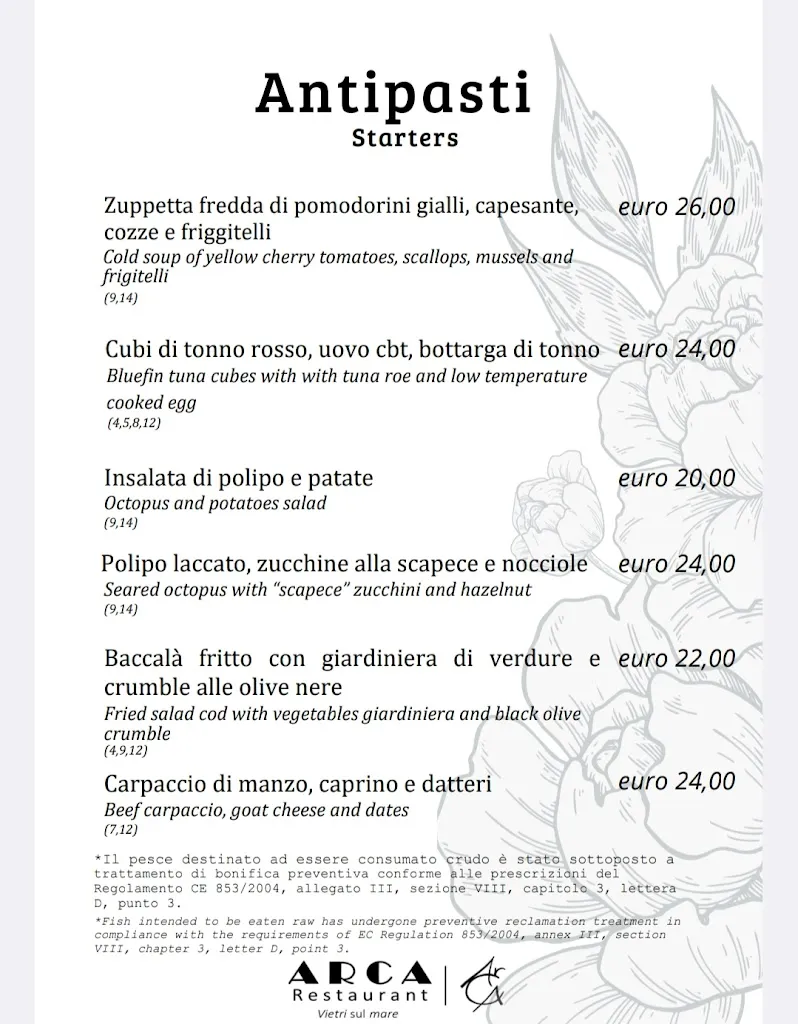 Menu_Arca Restaurant_Vietri sul Mare_image_1