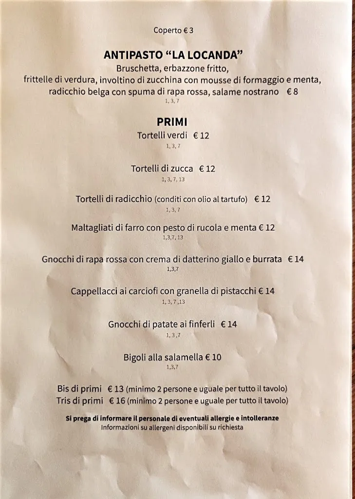 Menü_Ristorante La Locanda_Albinea_Bild_2