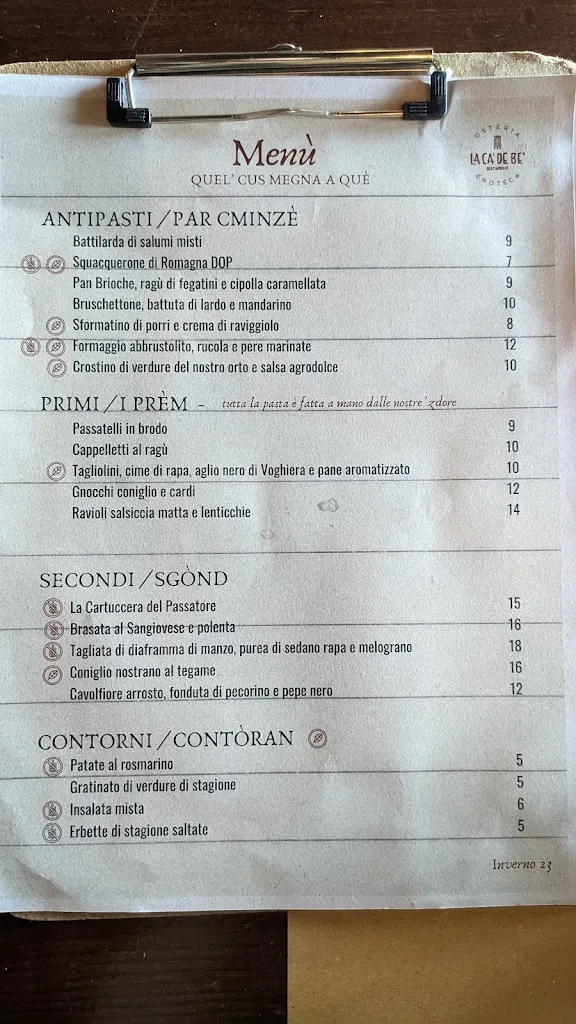 Menu_Ca’ de Bè Osteria Enoteca_Bertinoro_image_4
