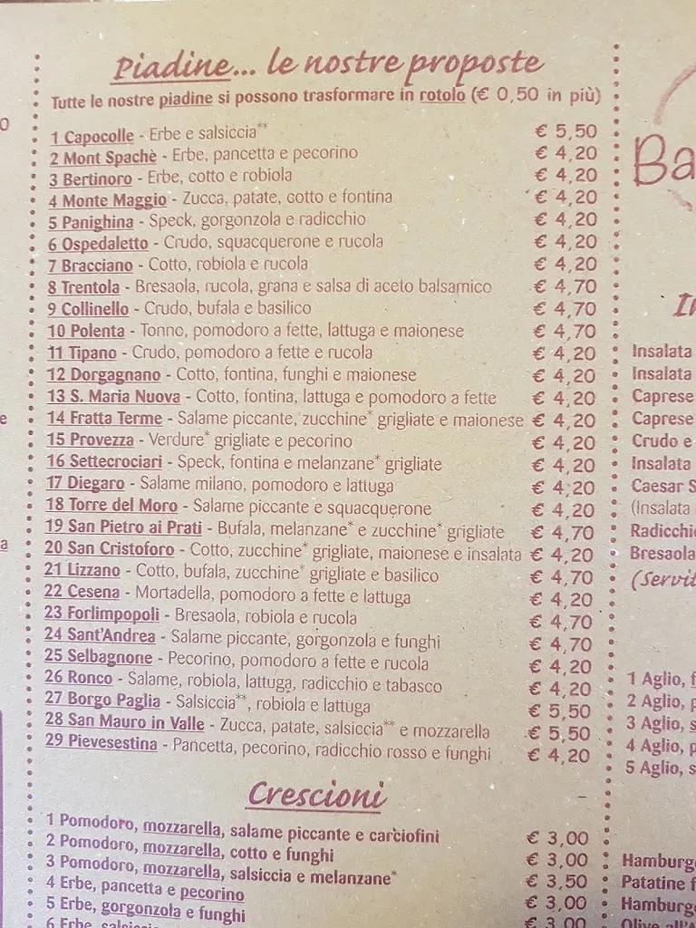Menu_Bar Santi 1976. Ristorantino piadineria Tabacchi_Bertinoro_image_4