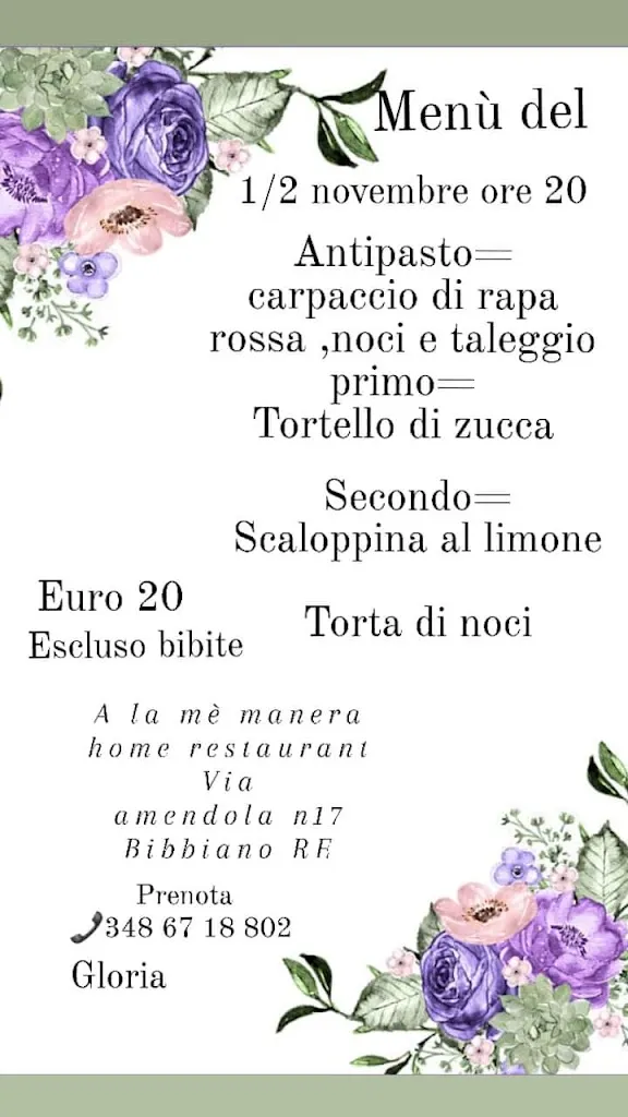 Menu_Home restaurant *A La Mè Manera* Bibbiano via Amendola 17 RE_Bibbiano_image_1
