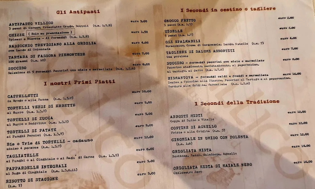 Menu_Il Villico Music&Food - Ristorante tradizionale emiliano - Carne alla griglia - Gnocco e Tigelle_Bibbiano_image_4