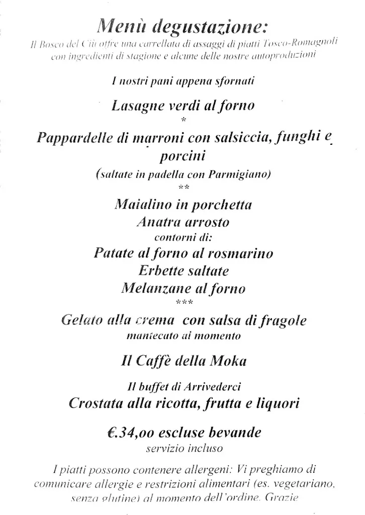 Menu_Agriturismo Bosco Del Ciu'_Castel del Rio_image_1