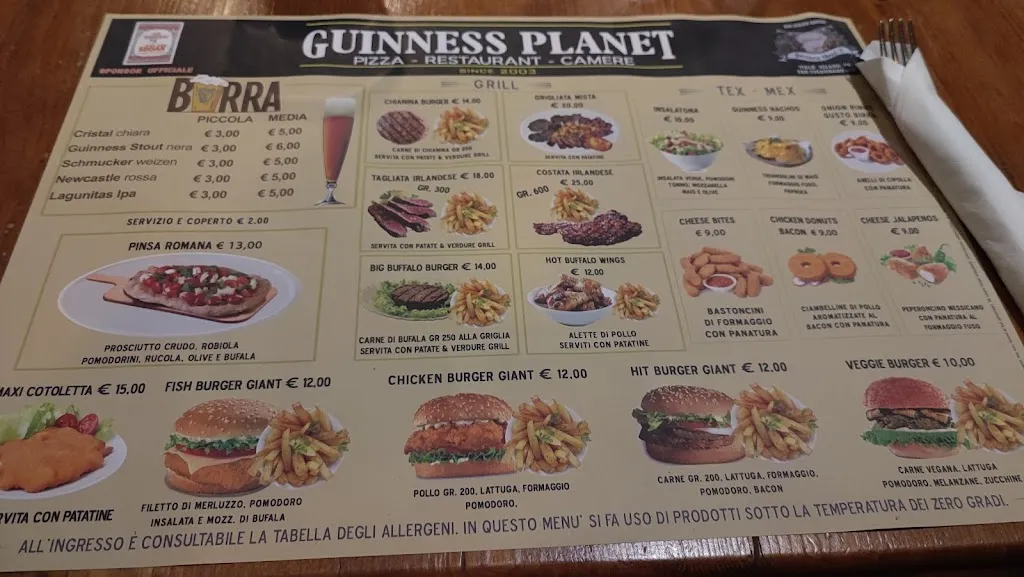 Menu_Guinness Planet ristorante camere_Castel San Giovanni_image_4