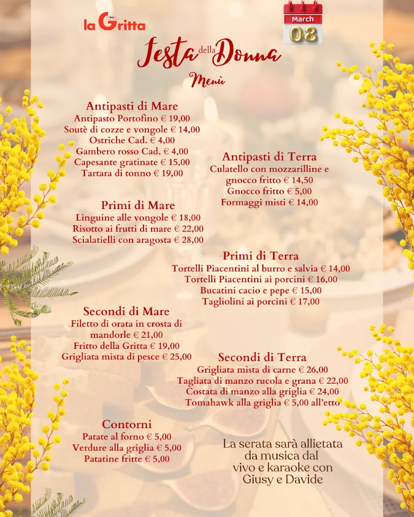 Menu_LA GRITTA - Ristorante Pizzeria Hotel Specialità di Pesce e Carne_Castel San Giovanni_image_1