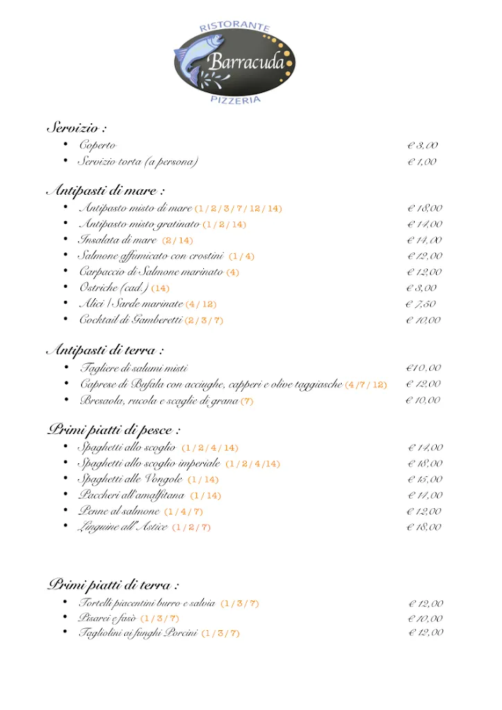 Menu_Pizzeria Restaurant Barracuda_Castel San Giovanni_image_4