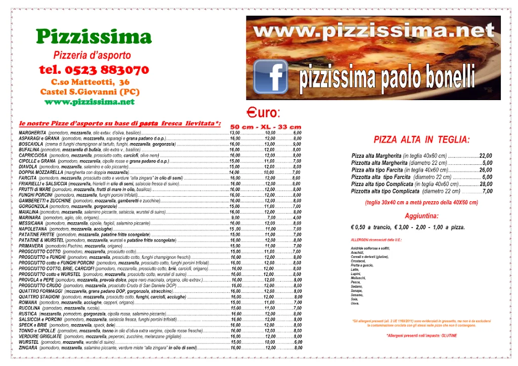 Menu_Pizza Da Asporto Pizzissima_Castel San Giovanni_image_1