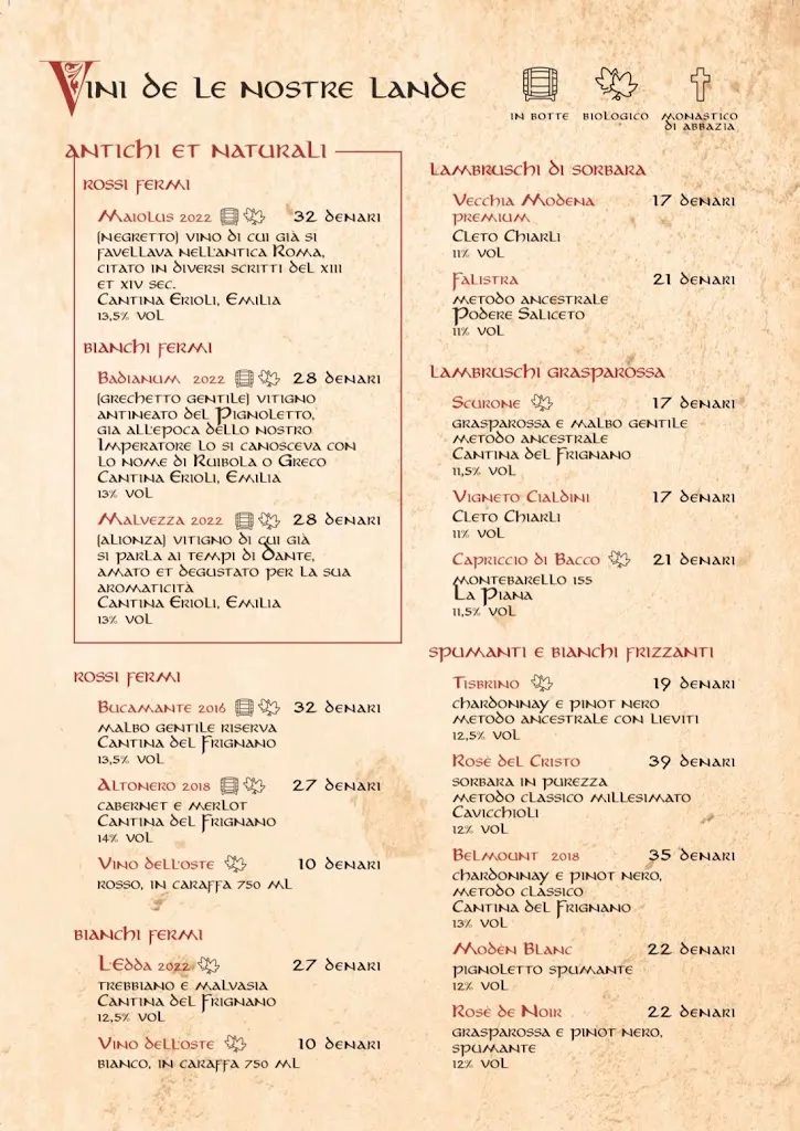 Menu_Duca Passerino - osteria e braceria medioevale_Castelfranco Emilia_immagine_1