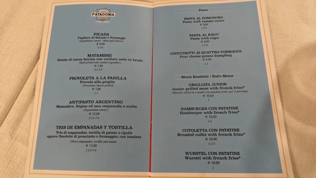 Menu_Ristorante Argentino Nueva Patagonia_Castelnovo di Sotto_image_1