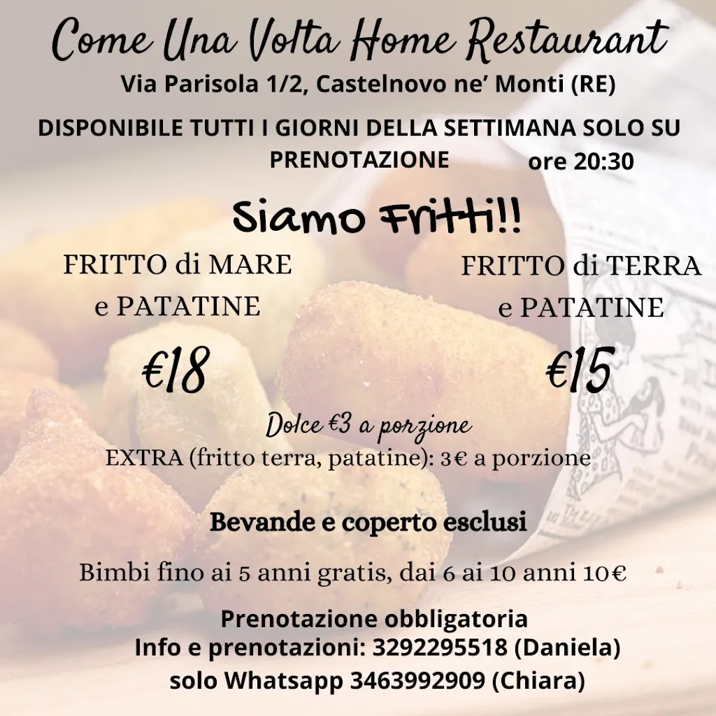 Menu_Come Una Volta Home Restaurant_Castelnovo ne'Monti_image_1