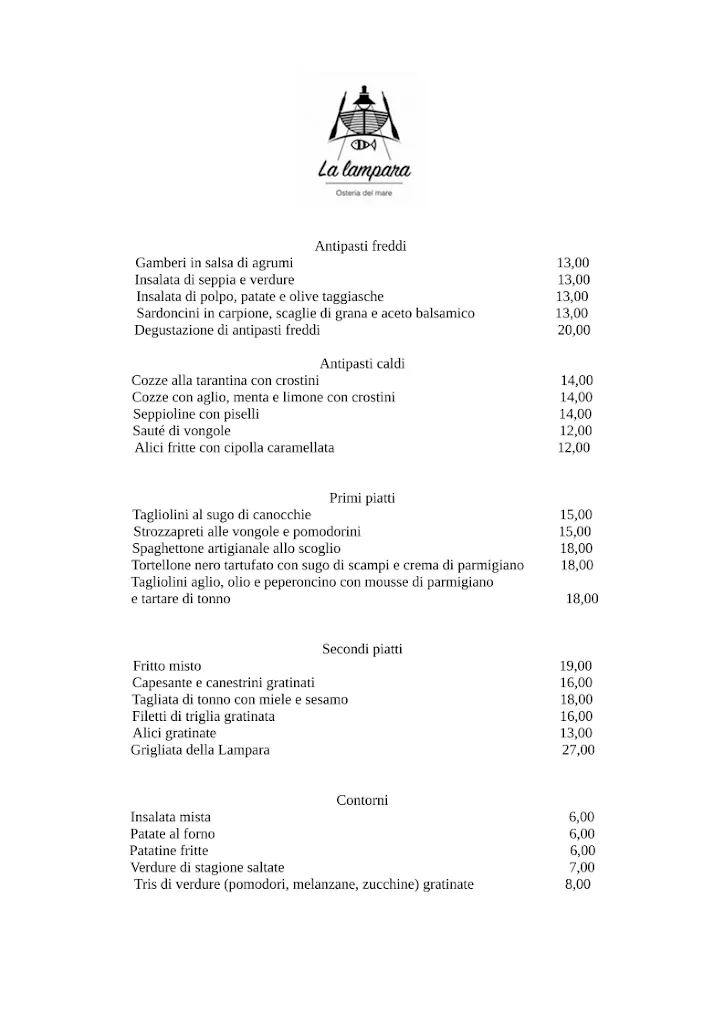 Menu_Osteria del Mare La Lampara_Cesenatico_image_1