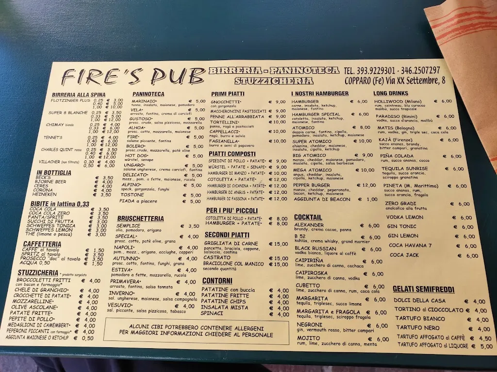 Menu_Fire's Pub Copparo_Copparo_image_1