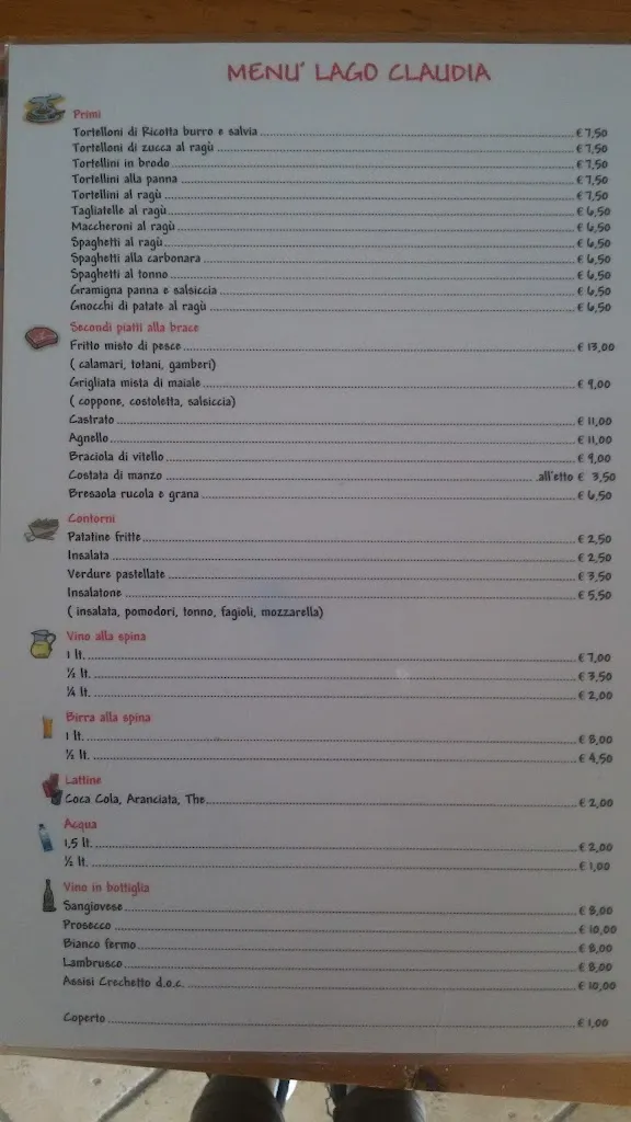Menu_LAGO CLAUDIA Bar Ristorante Pesca Sportiva_Corpo Reno_image_1