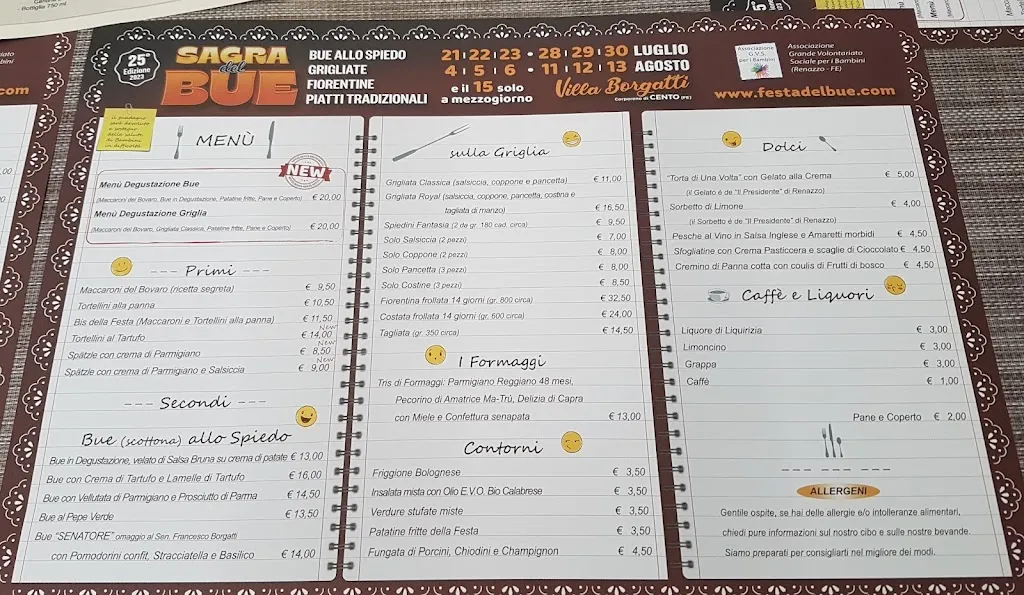 Menu_SAGRA DEL BUE, Grigliate - Birra - Fiorentina - Bue allo Spiedo - Piatti Tradizionali _ Ass.GVSB_Corpo Reno_image_1