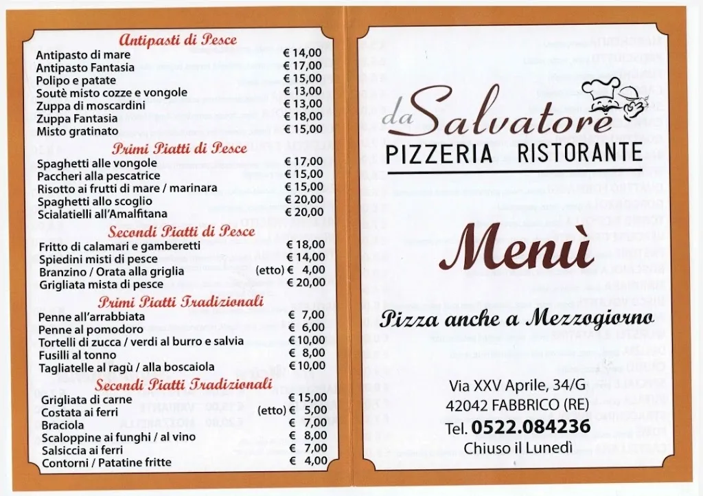 Menu_Da Salvatore Pizzeria Ristorante Bar_Fabbrico_immagine_1