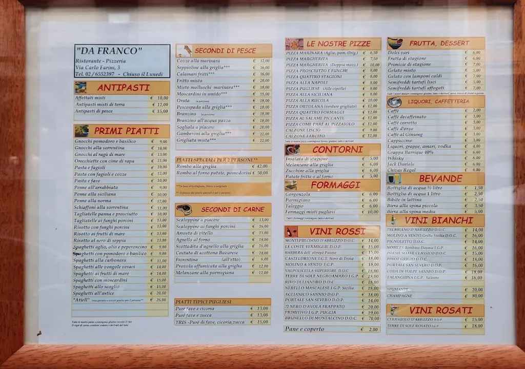 Menu_Pizzeria Trattoria da Franco_Farini_immagine_1