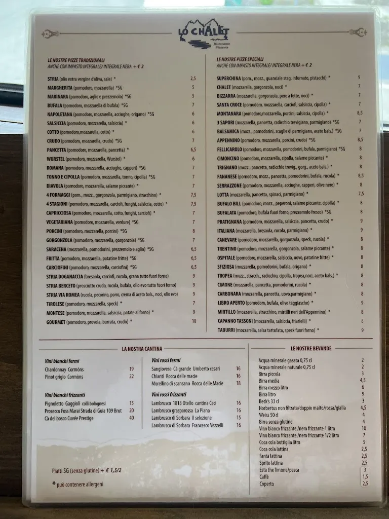 Menu_ristorante pizzeria Lo Chalet_Fanano_image_1