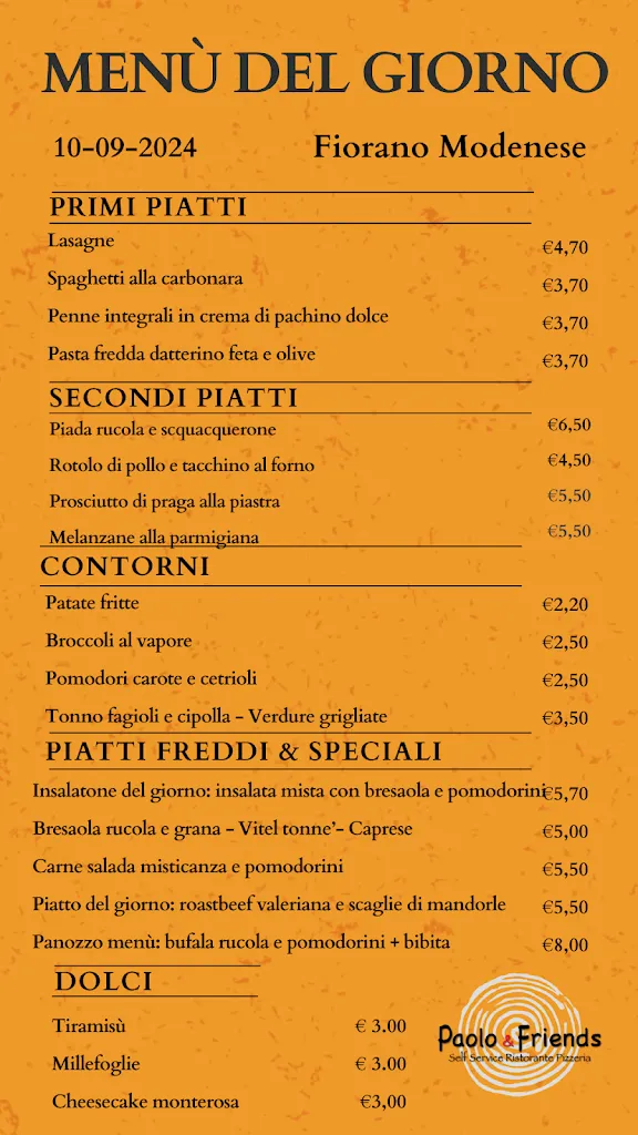 Menu_Paolo&Friends · Ristorante Self Service pizzeria_Fiorano_image_1