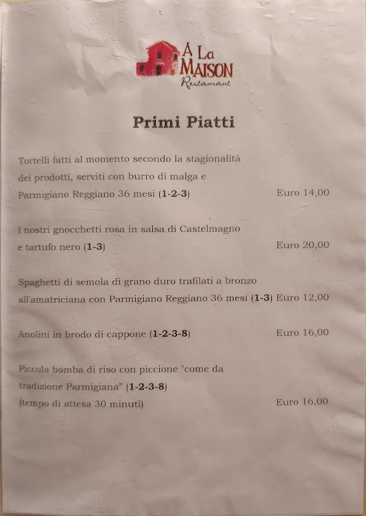 Menu_La Maison Restaurant_Fornovo di Taro_image_4
