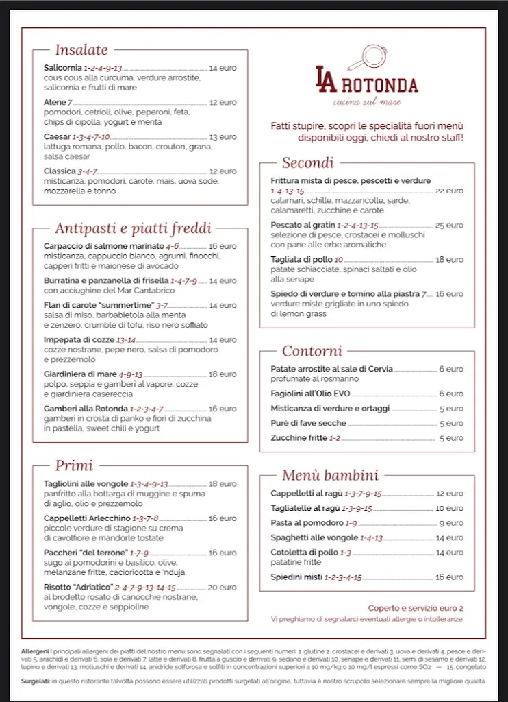 Menu_La Rotonda - cucina sul mare_Lido Adriano_immagine_1