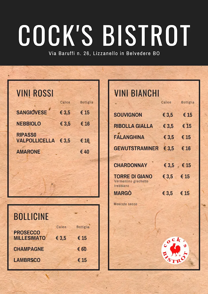 Menu_COCK'S BISTROT DI FIORESI VALERIO_Lizzano in Belvedere_immagine_3