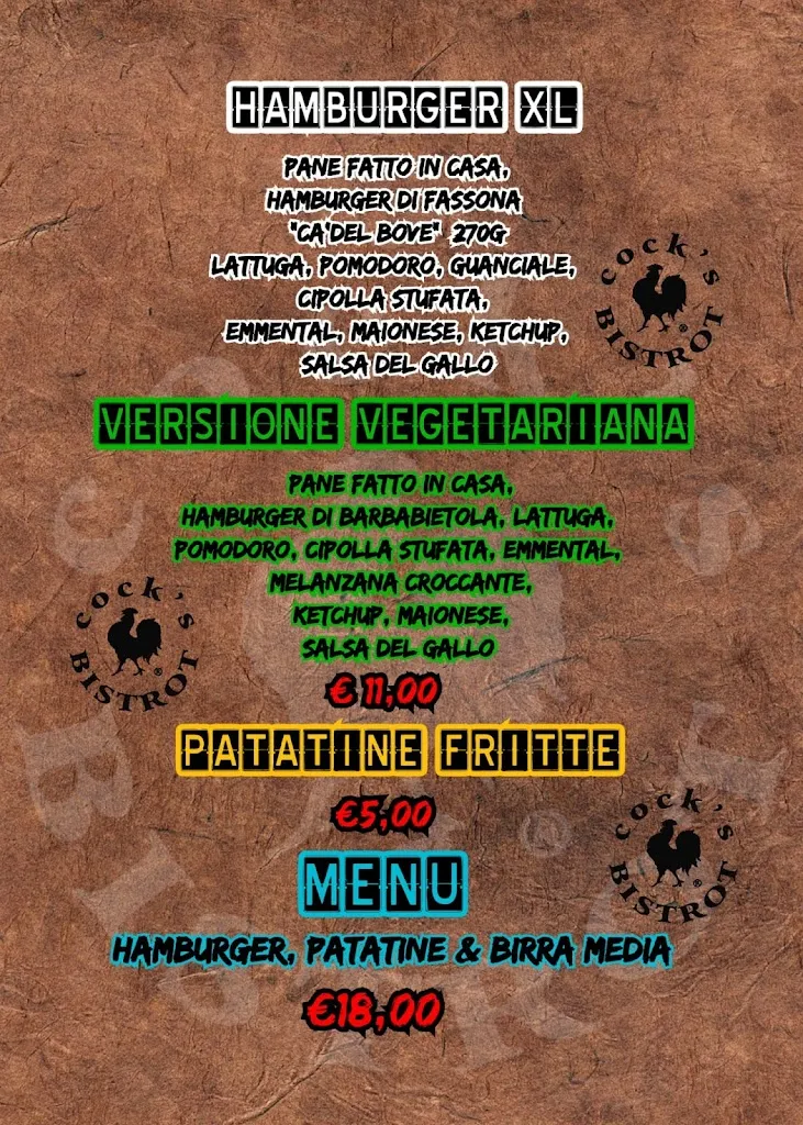 Menu_COCK'S BISTROT DI FIORESI VALERIO_Lizzano in Belvedere_immagine_4