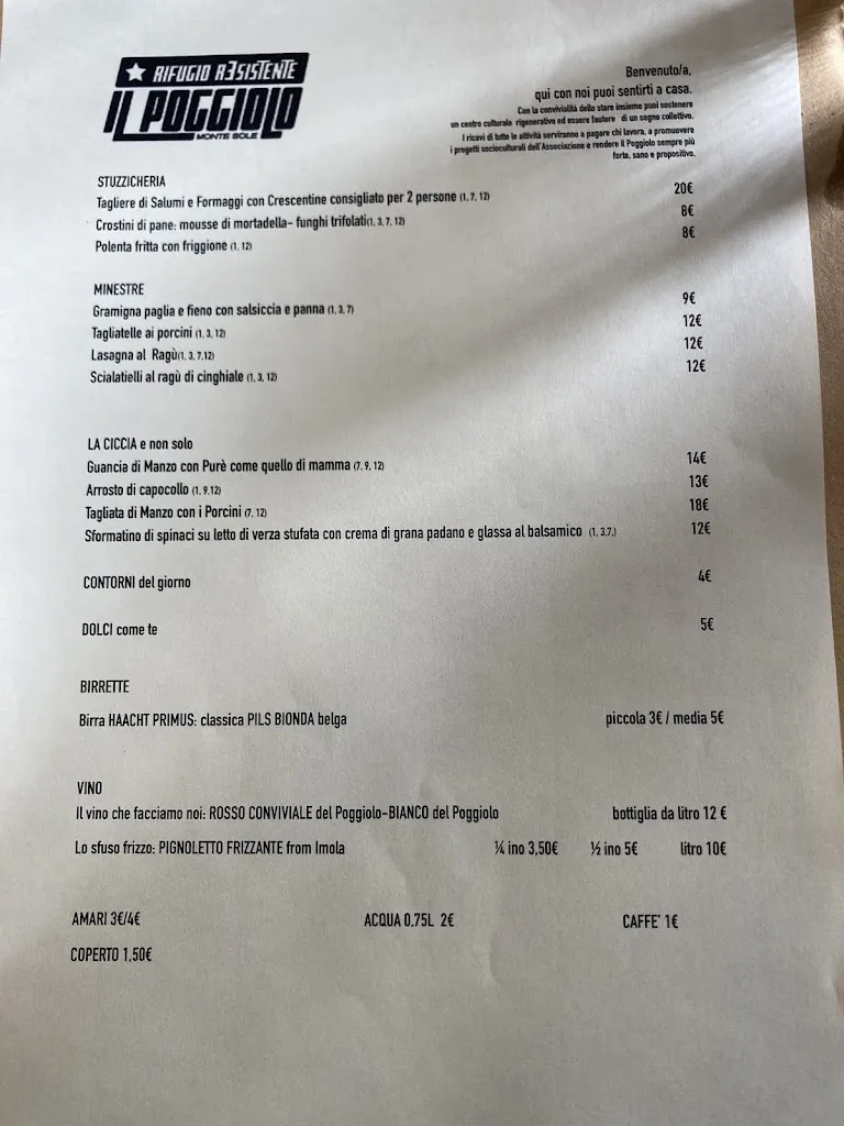 Menu_Il Poggiolo - Rifugio Re_Esistente_Marzabotto_immagine_1