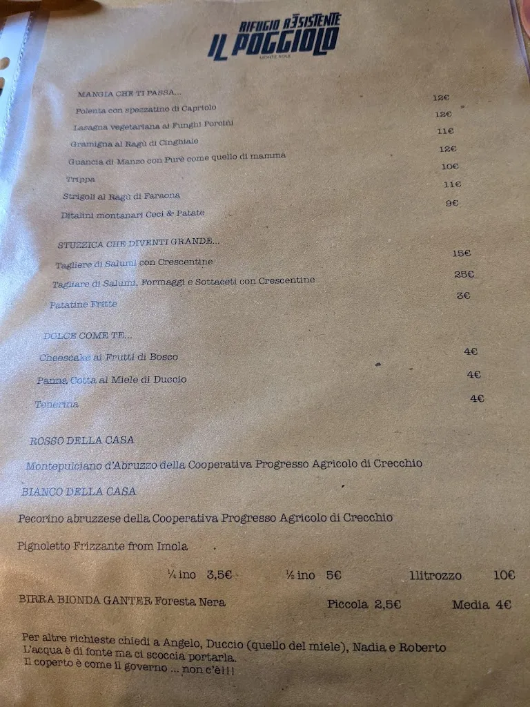 Menu_Il Poggiolo - Rifugio Re_Esistente_Marzabotto_immagine_3