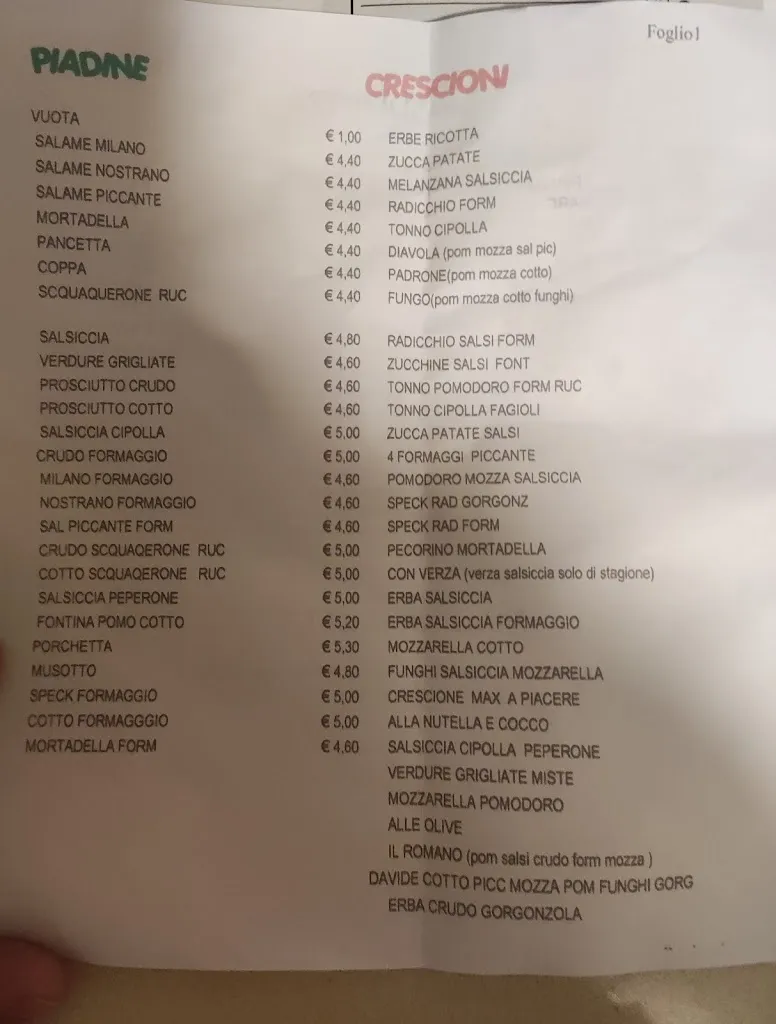 Menu_Piadineria La Capanna Menu su numero di WHATS APP_Meldola_image_1